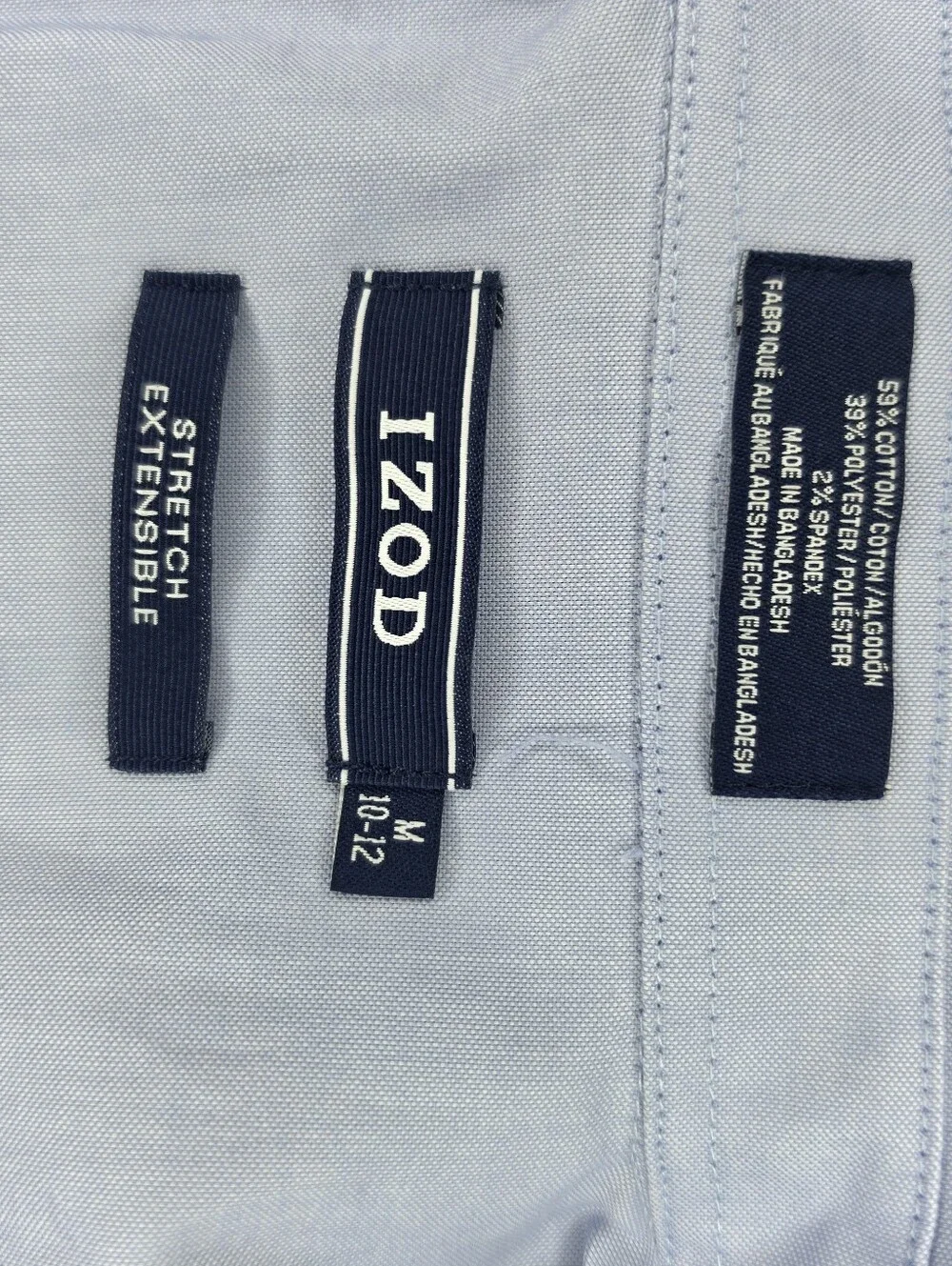 IZOD Boys Suit 3 Piece Navy Blazer Pants Blue Dress Shirt Size 10 12 Stretch